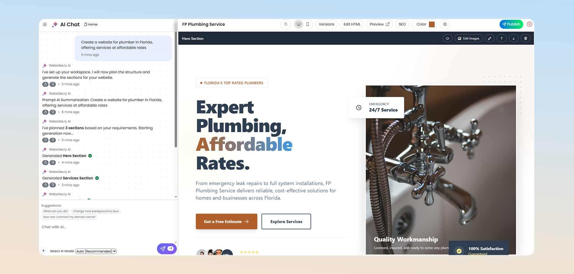 How to Build a Website for Your Plumbing Services with AI (In Minutes)