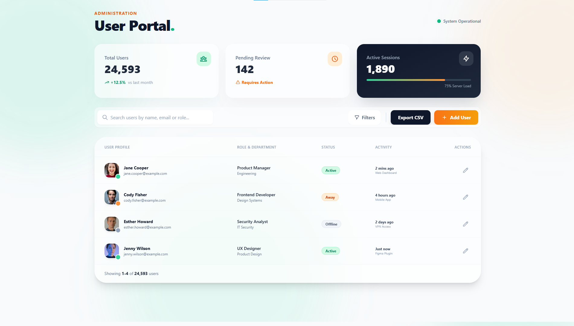 User Portal Preview